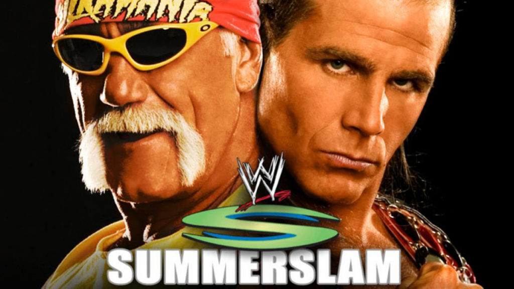 wwe summerslam 2005 ppv poster hulk hogan vs shawn michaels selling bumping funny eddie guerrero vs rey mysterio ladder match for the custody of dominik