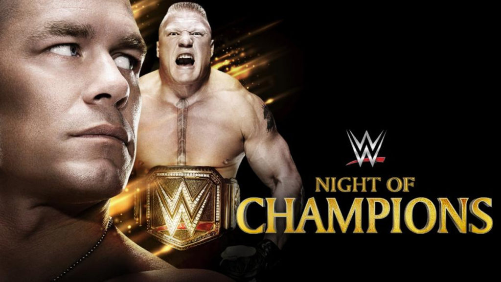 john cena vs brock lesnar wwe night of champions 2014 ppv poster wwe world heavyweight championship seth rollins