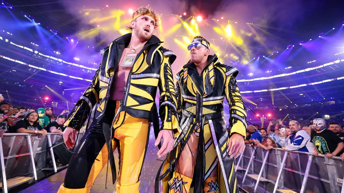 Logan Paul and The Miz make their entrance at WWE WrestleMania 38