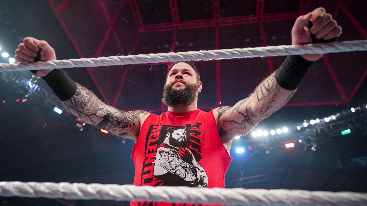 Kevin Owens stands in the ring at WWE Hell in a Cell 2022