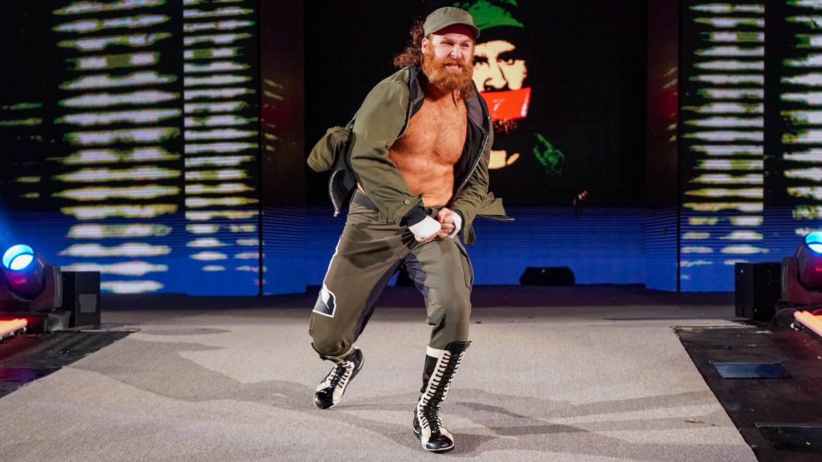 Sami Zayn makes his entrance at WWE WrestleMania 37