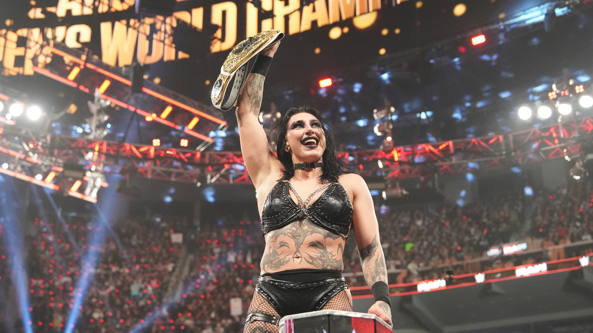 Rhea Ripley with the WWE Women's World Championship on WWE Raw on Netflix