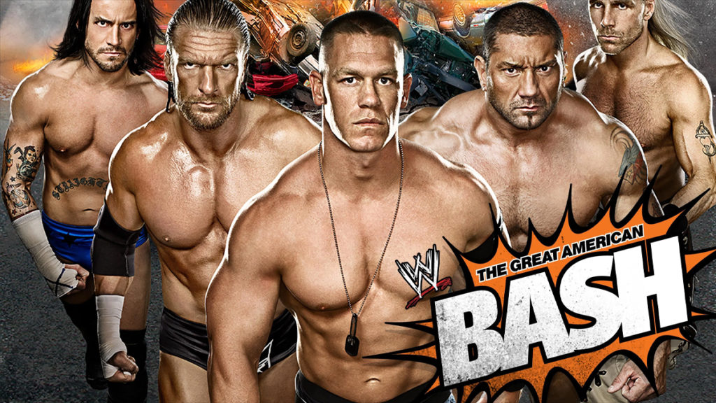 wwe the great american bash 2008 gab ppv poster cm punk triple h john cena batista shawn michaels gab wcw nxt