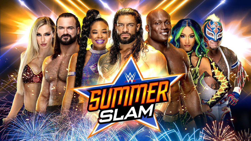 wwe summerslam 2021 ppv poster roman reigns vs john cena wwe universal championship bobby lashley vs goldberg edge vs seth rollins