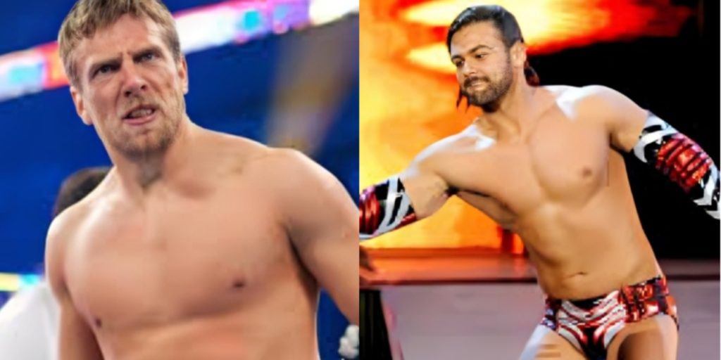 pictures of daniel bryan and justin gabriel in wwe (collage)