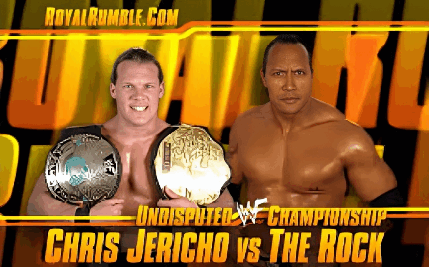 chris jericho vs the rock wwf royal rumble 2002 match card graphics wwe undisputed championship