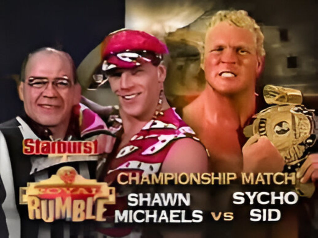 sycho sid vs shawn michaels wwf royal rumble 1997 wwe championship match card graphics jose lothario