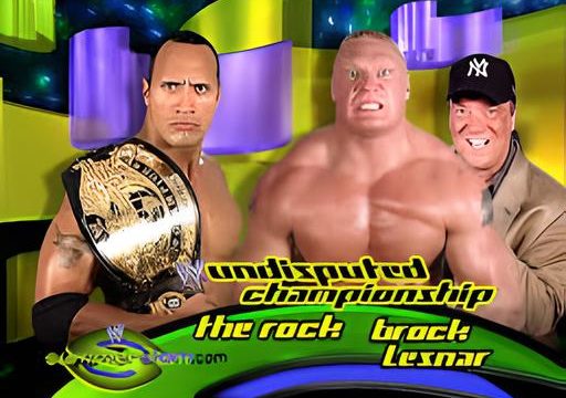 the rock vs brock lesnar summerslam 2002 wwe championship match card graphics