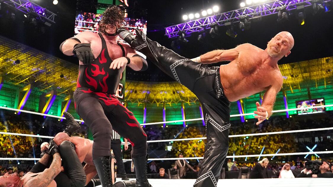 Shawn Michaels superkicks Kane at WWE Crown Jewel 2018